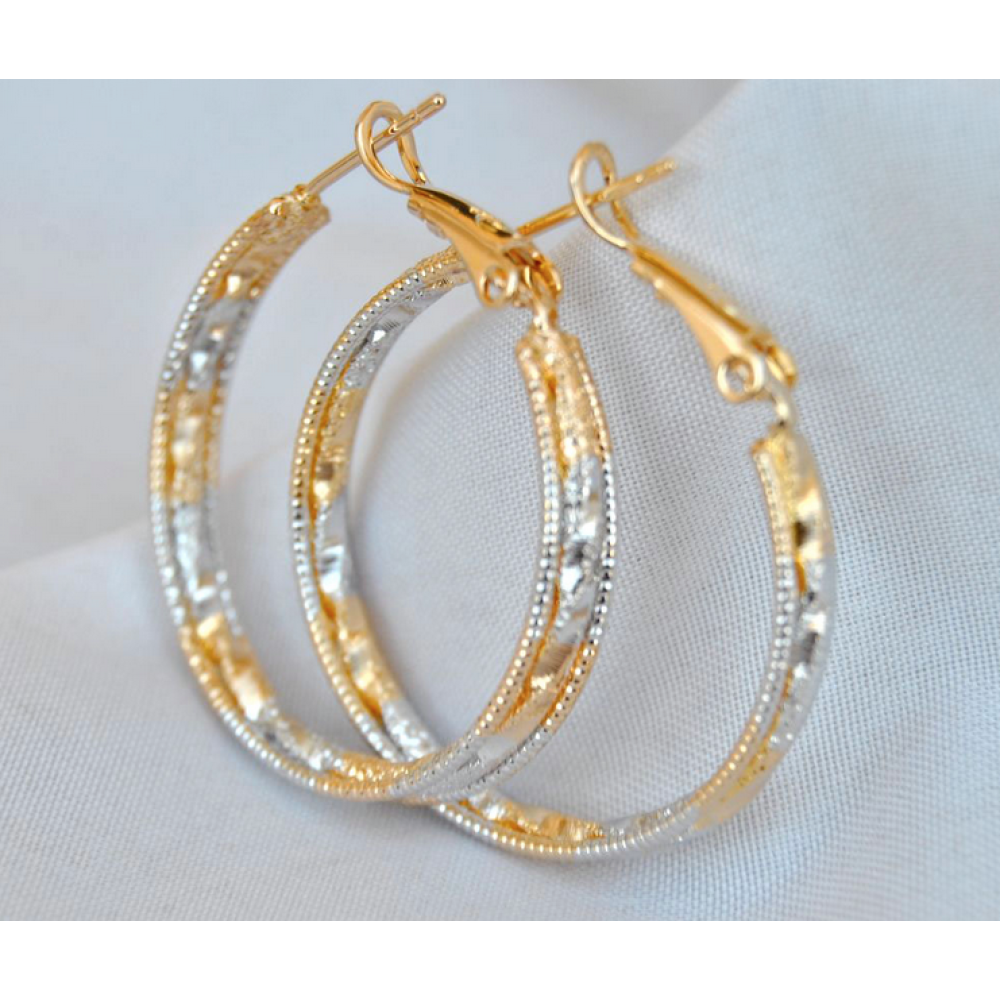 Two Tone Gold Silver Bali Earrings 6603